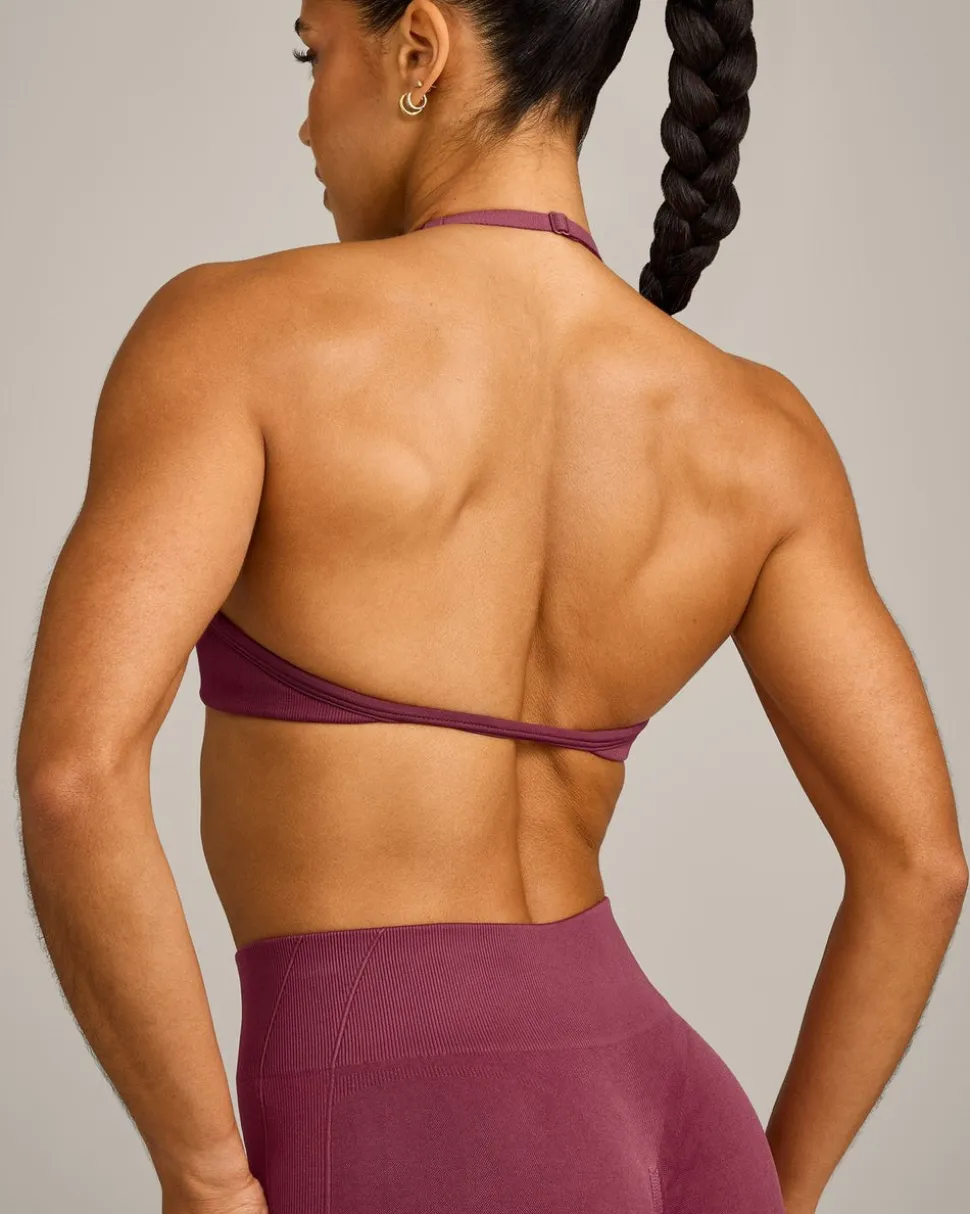 EnhanceLift™ Seamless Minimal Halter Neck Bralette with Grey Logo