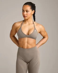 EnhanceLift™ Seamless Minimal Halter Neck Bralette with Grey Logo