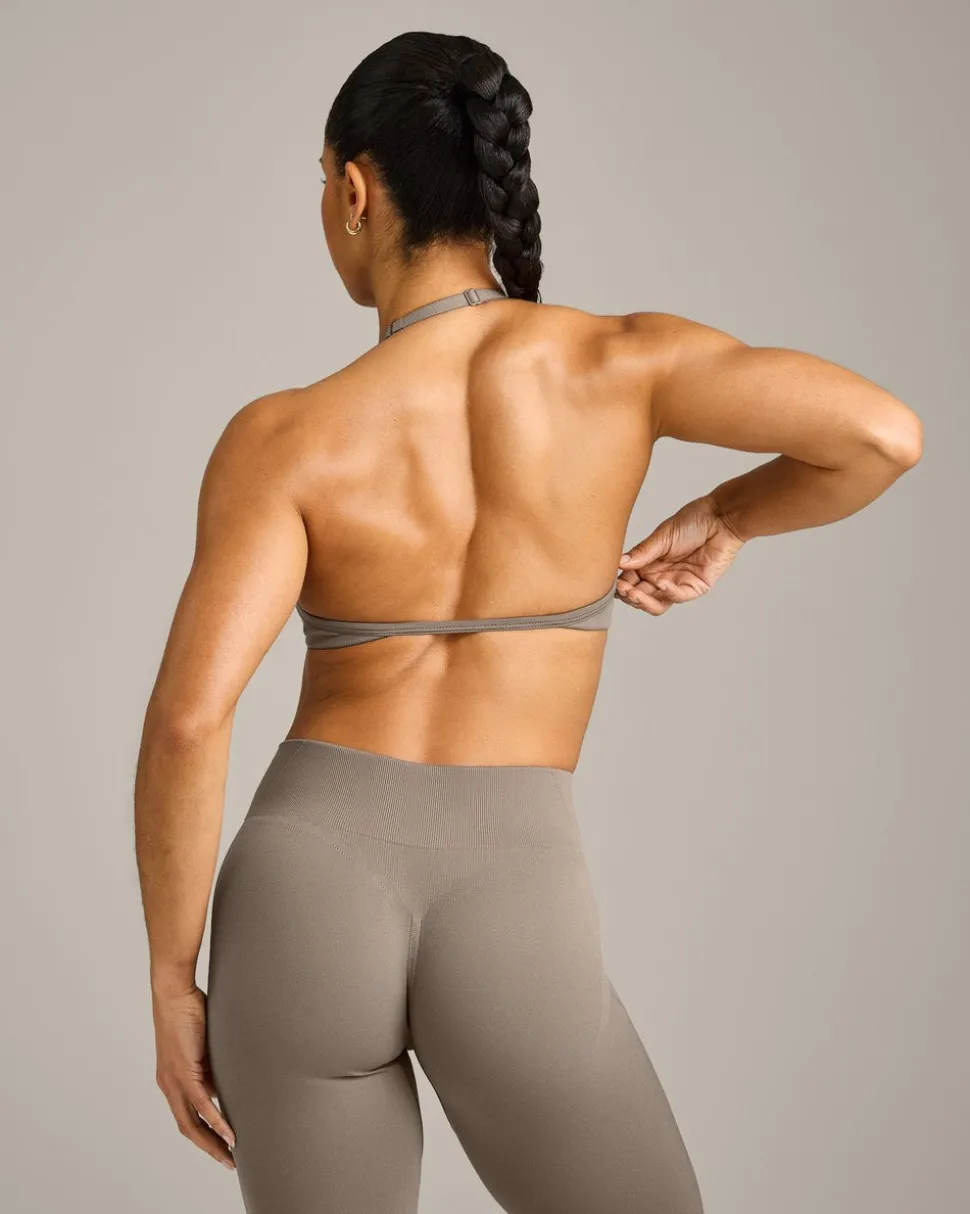 EnhanceLift™ Seamless Minimal Halter Neck Bralette with Grey Logo