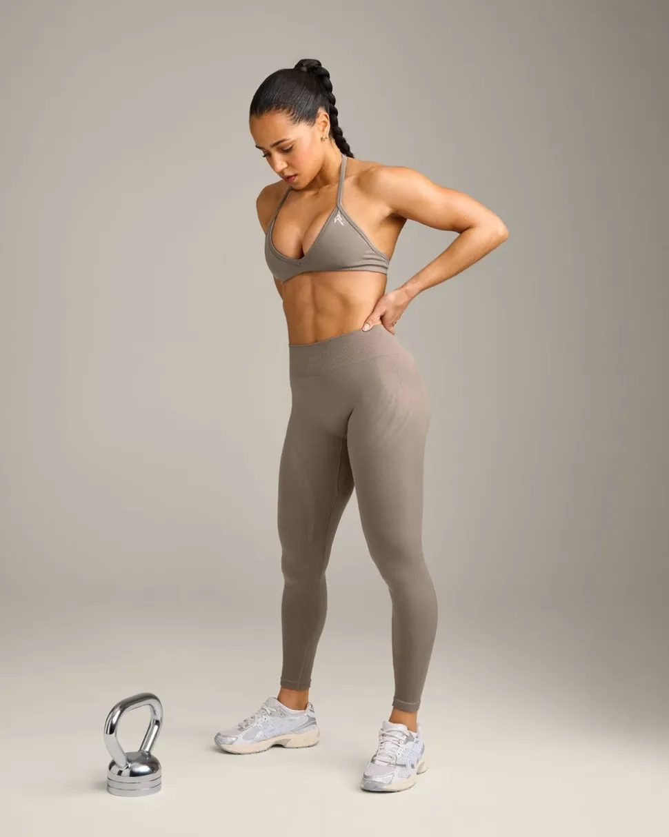 EnhanceLift™ Seamless Minimal Halter Neck Bralette with Grey Logo