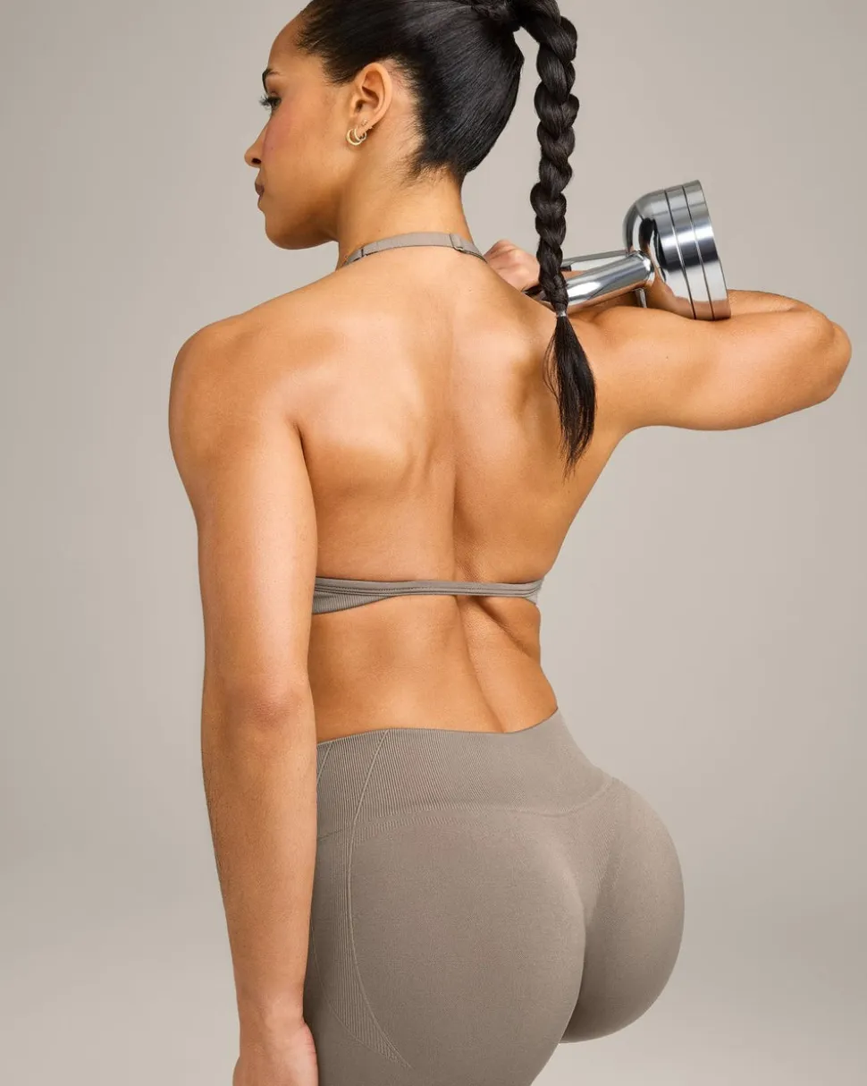 EnhanceLift™ Seamless Minimal Halter Neck Bralette with Grey Logo