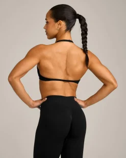 EnhanceLift™ Seamless Minimal Halter Neck Bralette with Grey Logo