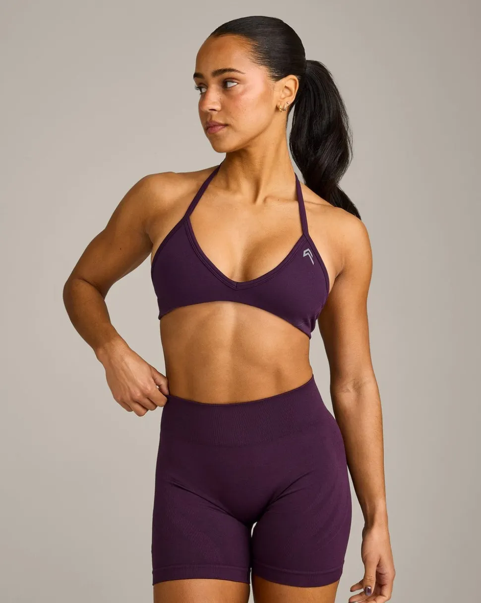EnhanceLift™ Seamless Minimal Halter Neck Bralette with Grey Logo