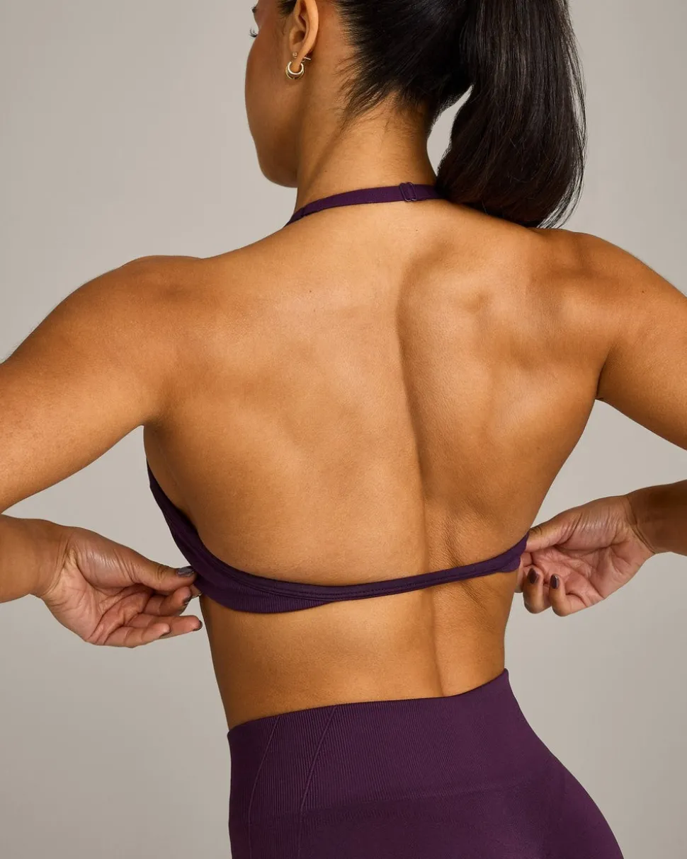 EnhanceLift™ Seamless Minimal Halter Neck Bralette with Grey Logo