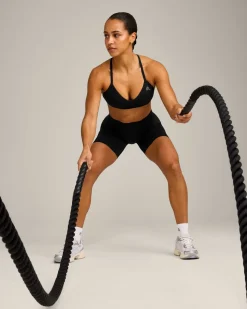EnhanceLift™ Seamless Strappy Sports Bra with Grey Logo