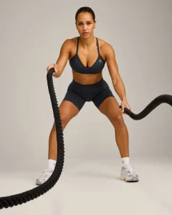 EnhanceLift™ Seamless Strappy Sports Bra with Grey Logo