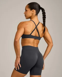EnhanceLift™ Seamless Strappy Sports Bra with Grey Logo