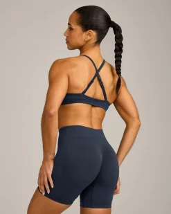 EnhanceLift™ Seamless Strappy Sports Bra with Grey Logo