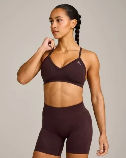 EnhanceLift™ Seamless Strappy Sports Bra with Grey Logo