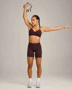 EnhanceLift™ Seamless Strappy Sports Bra with Grey Logo