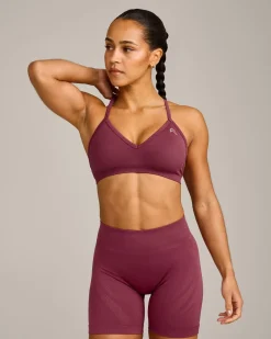 EnhanceLift™ Seamless Strappy Sports Bra with Grey Logo