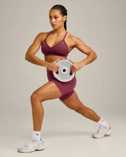 EnhanceLift™ Seamless Strappy Sports Bra with Grey Logo