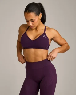 EnhanceLift™ Seamless Strappy Sports Bra with Grey Logo
