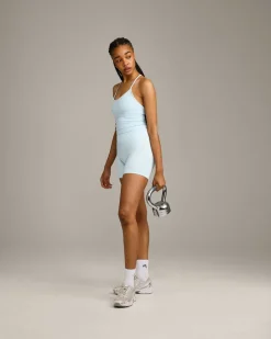 EnhanceLift™ Seamless Strappy Racer Vest with Built in Bra Shelf with Grey Logo