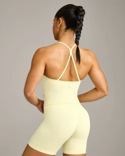 EnhanceLift™ Seamless Strappy Racer Vest with Built in Bra Shelf with Grey Logo