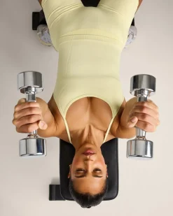 EnhanceLift™ Seamless Strappy Racer Vest with Built in Bra Shelf with Grey Logo