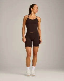 EnhanceLift™ Seamless Strappy Racer Vest with Built in Bra Shelf with Grey Logo