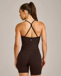 EnhanceLift™ Seamless Strappy Racer Vest with Built in Bra Shelf with Grey Logo
