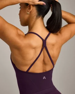 EnhanceLift™ Seamless Strappy Racer Vest with Built in Bra Shelf with Grey Logo