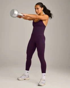 EnhanceLift™ Seamless Strappy Racer Vest with Built in Bra Shelf with Grey Logo