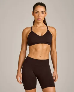 EnhanceLift™ Seamless Strappy Sports Bra with Grey Logo