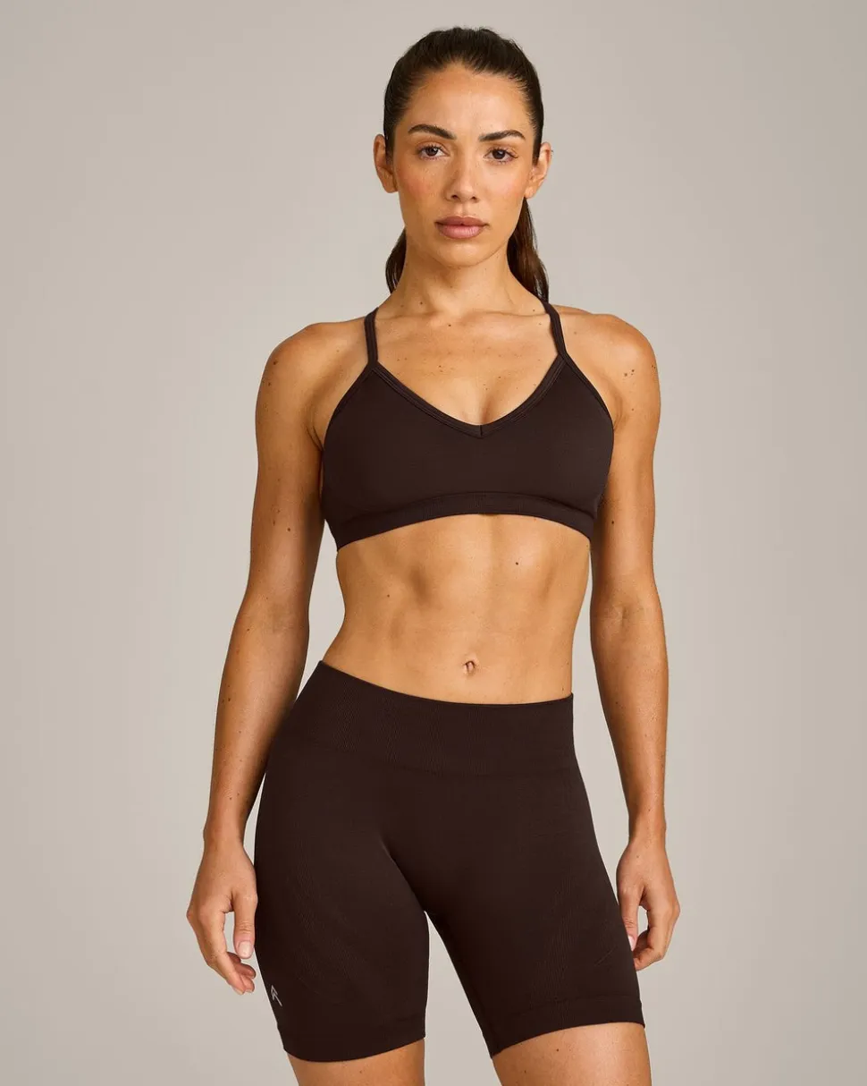 EnhanceLift™ Seamless Strappy Sports Bra with Grey Logo