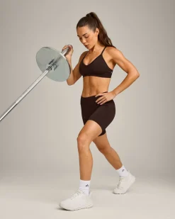 EnhanceLift™ Seamless Strappy Sports Bra with Grey Logo