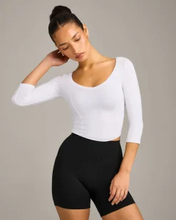 Mellow™ Motion Wide V Neck 3/4 Length Sleeve Mid Top