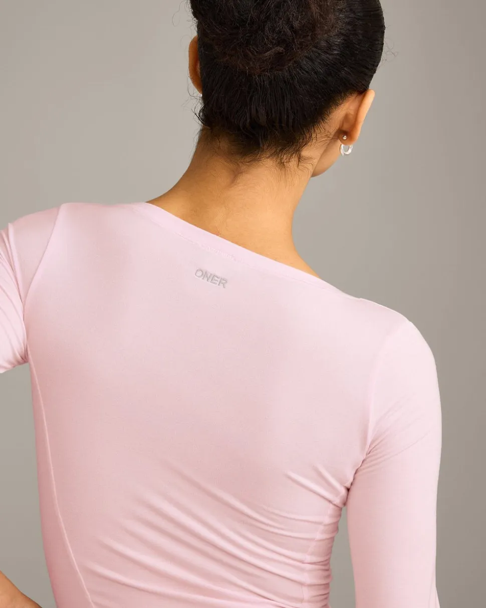 Mellow™ Motion Wide V Neck 3/4 Length Sleeve Mid Top
