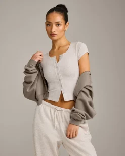Mellow™ Rib Mid Short Sleeve Cardigan