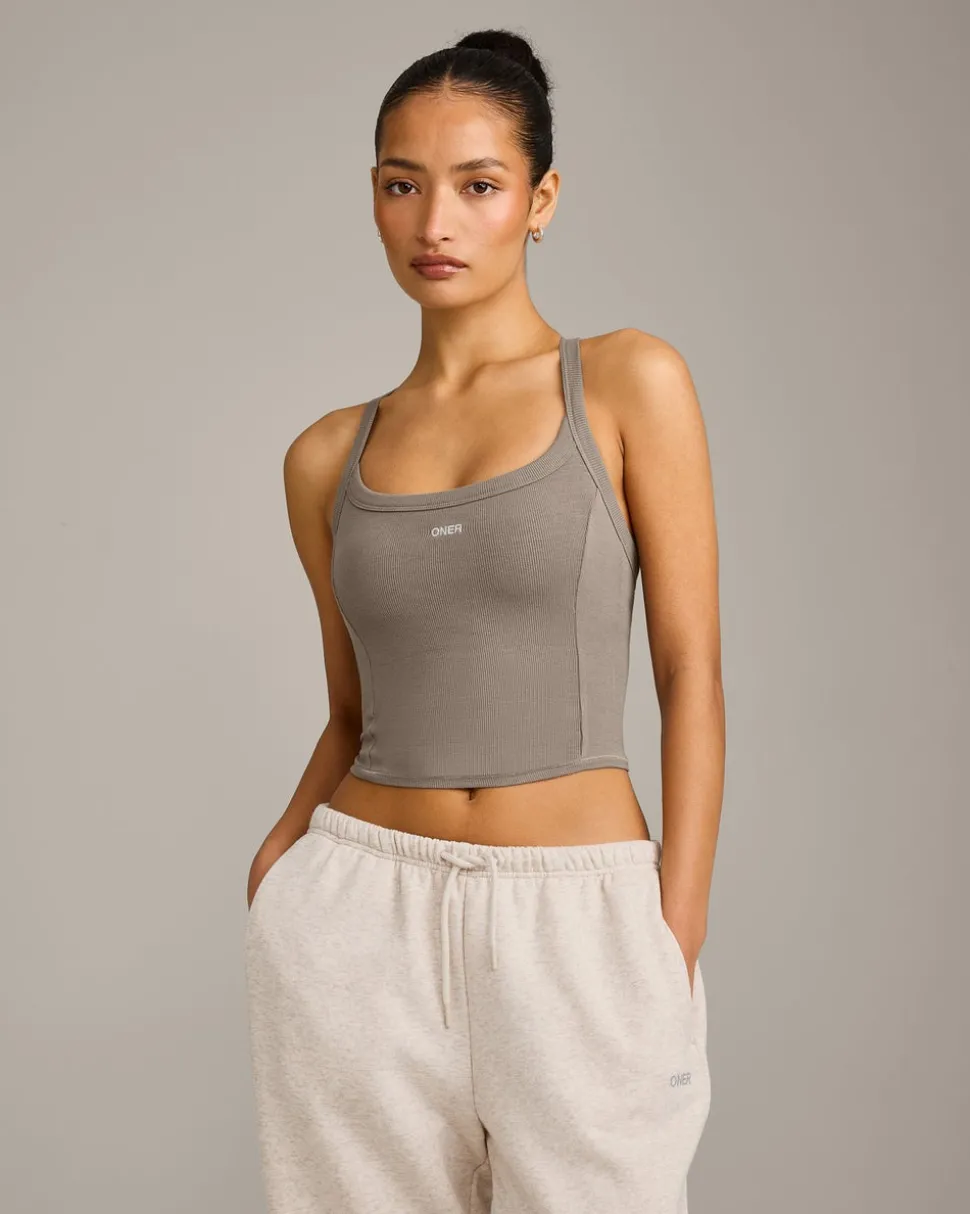 Mellow™ Rib Racer Back Mid Vest with Built in Bra Shelf
