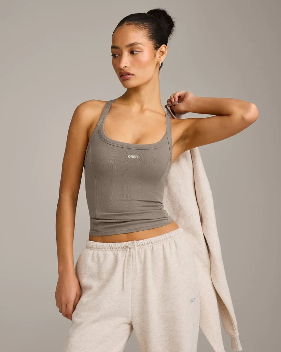Mellow™ Rib Racer Back Vest with Built in Bra Shelf