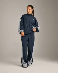 Oversized Contrast Piped Woven Track Jacket