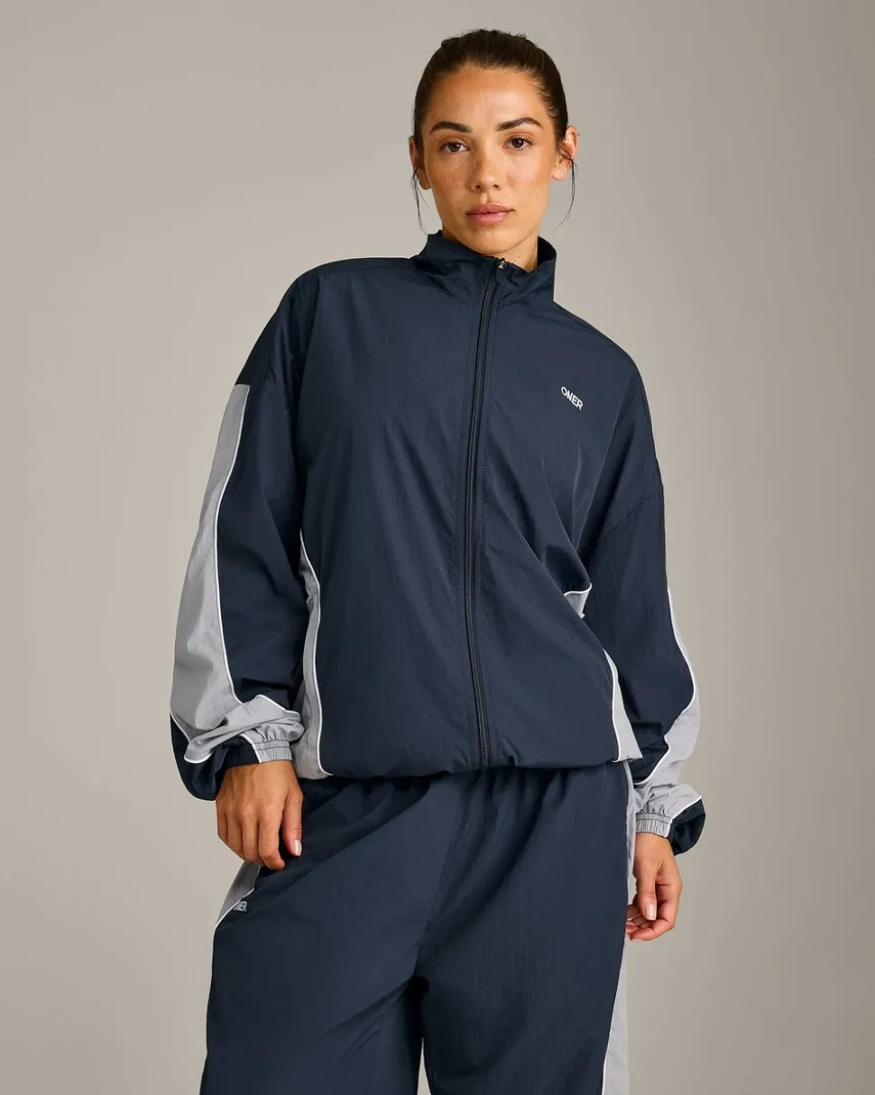 Oversized Contrast Piped Woven Track Jacket