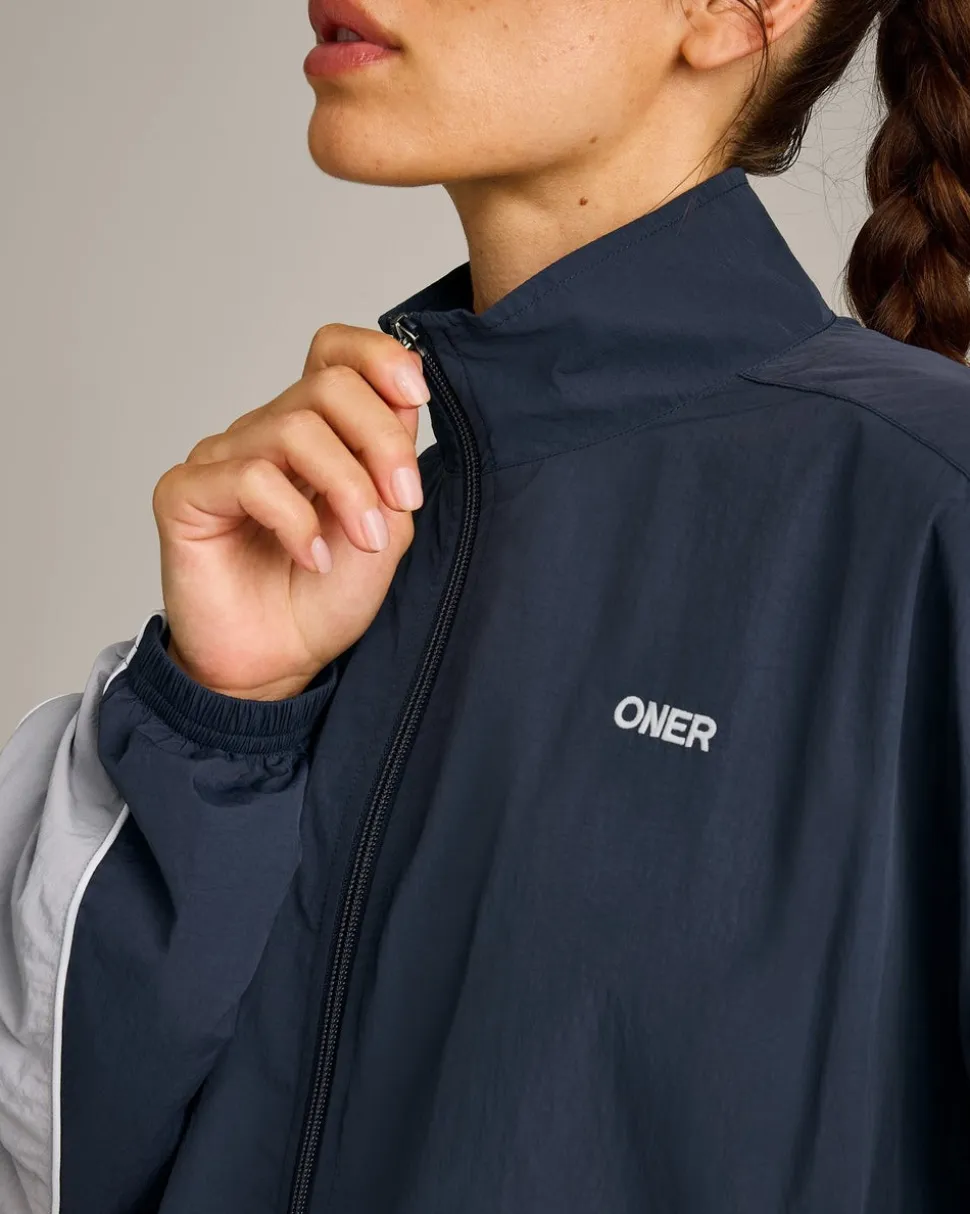 Oversized Contrast Piped Woven Track Jacket