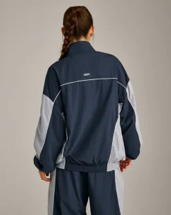 Oversized Contrast Piped Woven Track Jacket