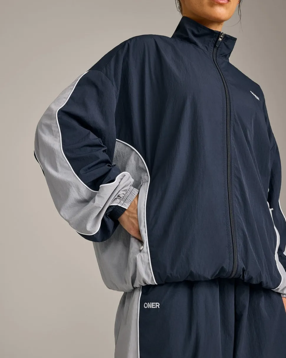 Oversized Contrast Piped Woven Track Jacket