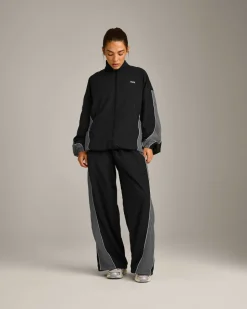 Oversized Contrast Piped Woven Track Jacket