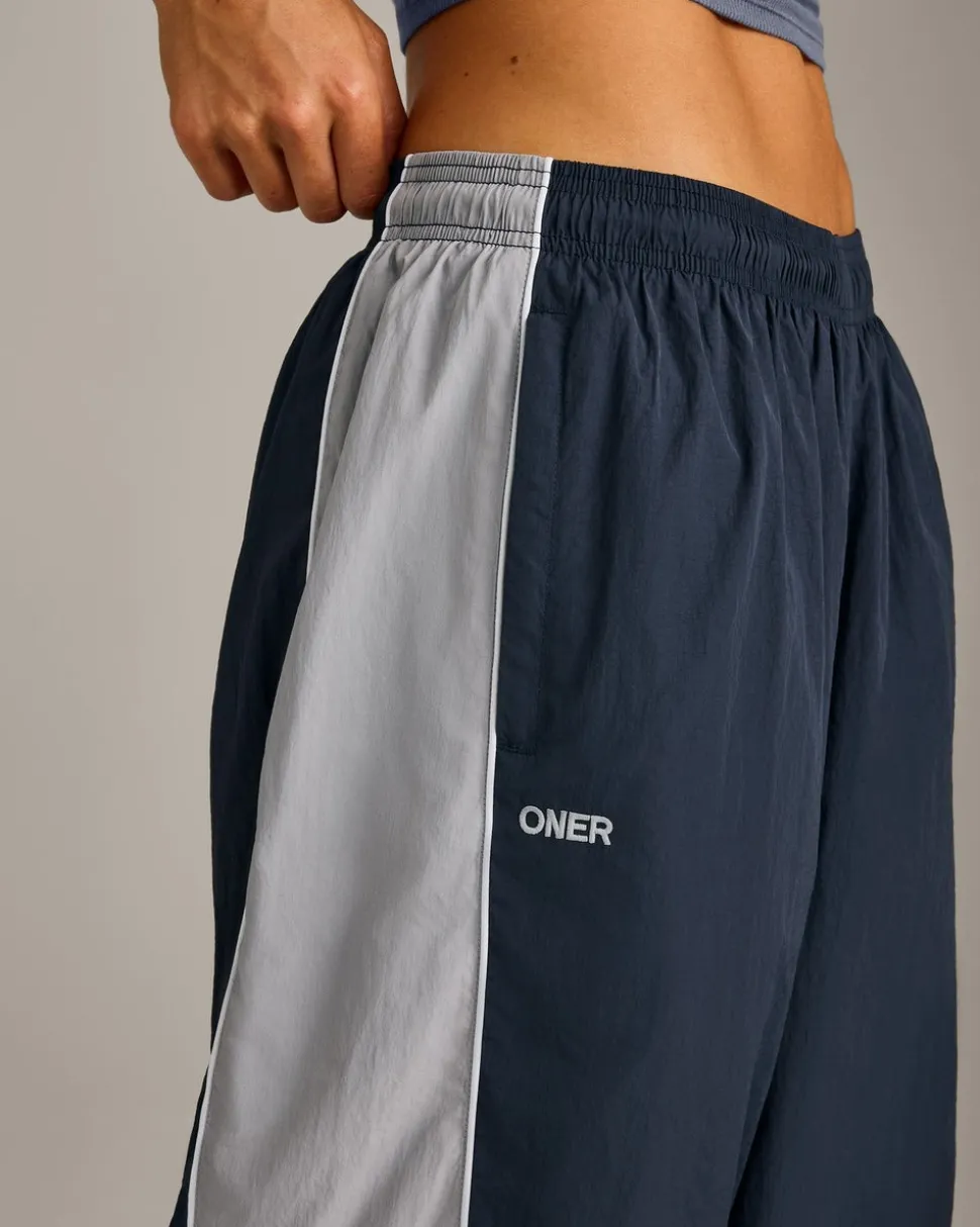 Oversized Contrast Piped Woven Straight Leg Track Bottoms