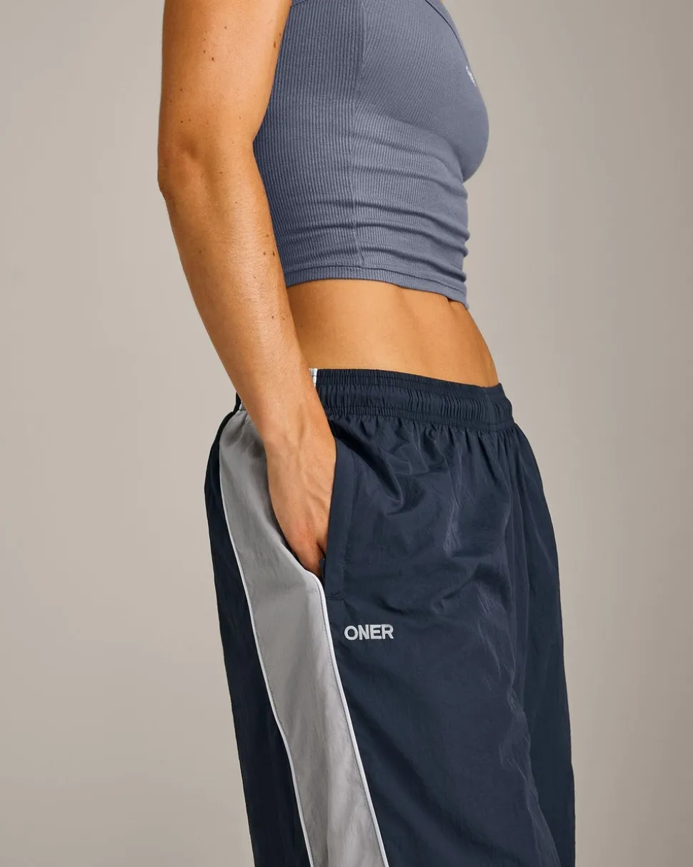 Oversized Contrast Piped Woven Straight Leg Track Bottoms