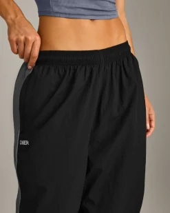 Oversized Contrast Piped Woven Straight Leg Track Bottoms