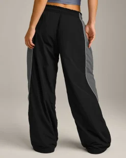Oversized Contrast Piped Woven Straight Leg Track Bottoms