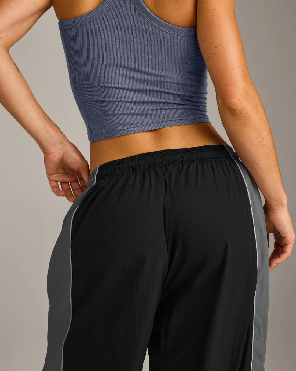 Oversized Contrast Piped Woven Straight Leg Track Bottoms