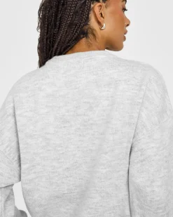 Oversized Knit Crew Neck Sweatshirt