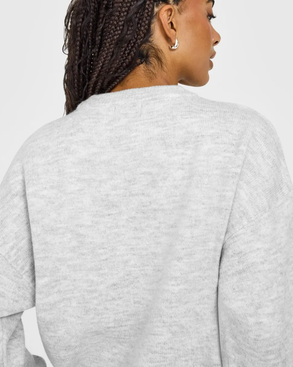 Oversized Knit Crew Neck Sweatshirt