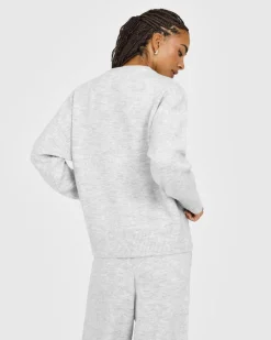 Oversized Knit Crew Neck Sweatshirt