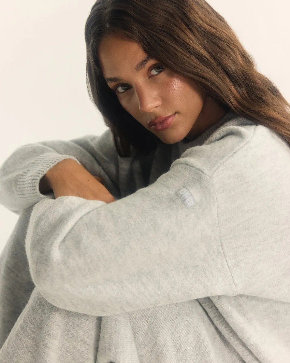 Oversized Knit Crew Neck Sweatshirt