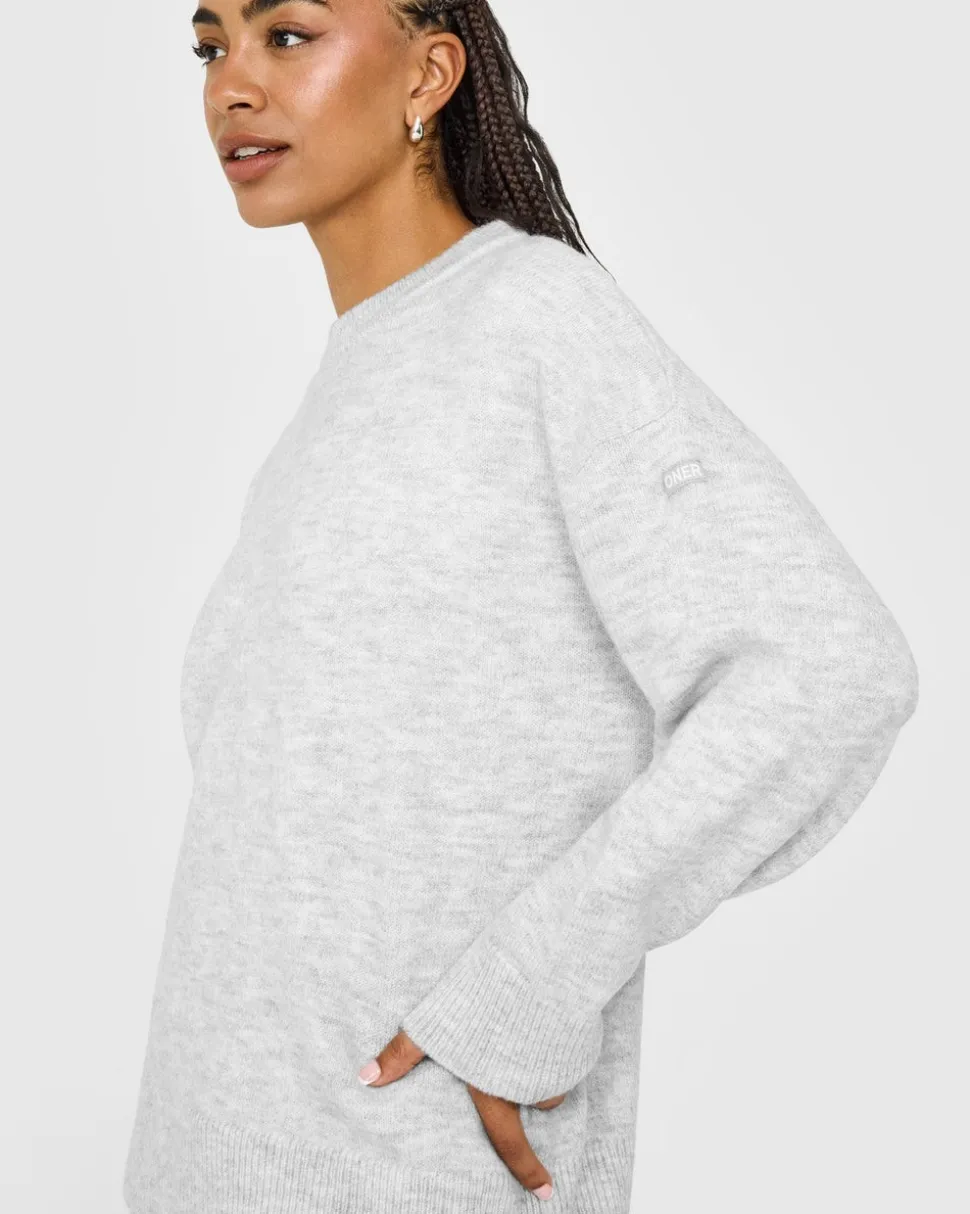 Oversized Knit Crew Neck Sweatshirt