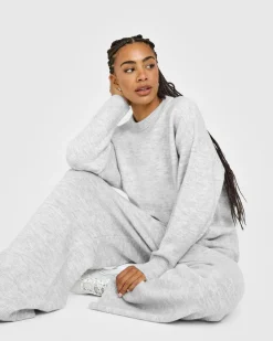 Oversized Knit Crew Neck Sweatshirt