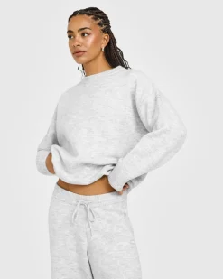 Oversized Knit Crew Neck Sweatshirt